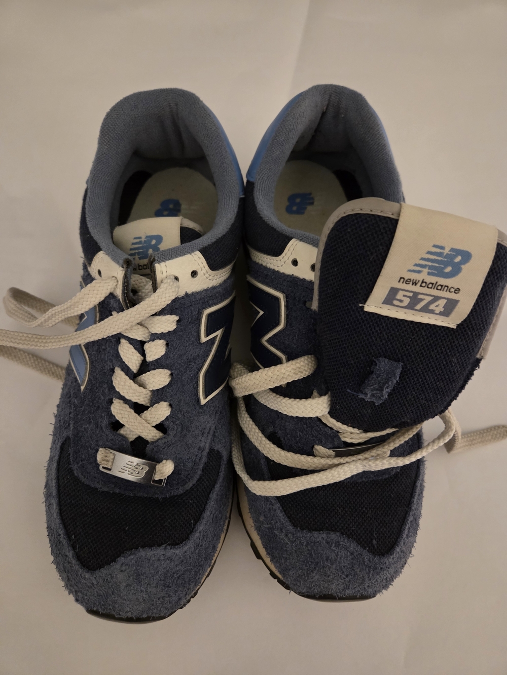 New Balance Kids 574 Navy and White Sneakers
